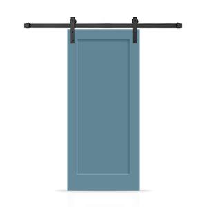 36 in. x 96 in. 1-Panel Shaker Hollow Core Dignity Blue Painted Composite Interior Sliding Barn Door with Hardware Kit