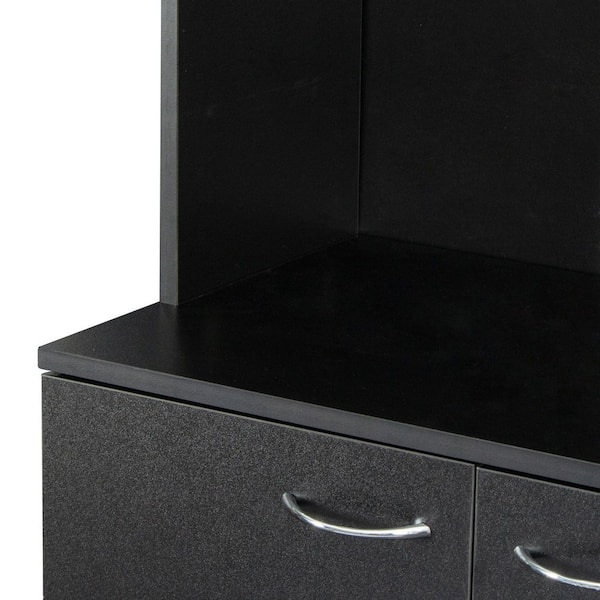 Metal Storage Cabinet with Lock, Free Standing Office Cabinet with Doors and Shelves, Lockable Steel Locker Storage Cabinet Black Side Cabinets Latitu