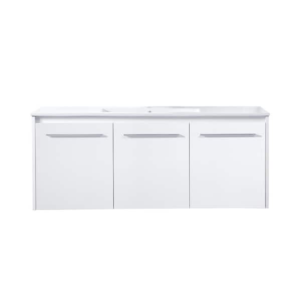 Unbranded Simply Living 48 in. W x 18.31 in. D x 19.69 in. H Bath Vanity in White with White Resin Top