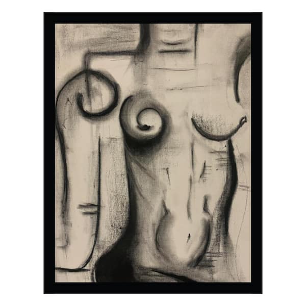 VENICE BEACH Collections Wahl Art Design Charcoal Beauty, All Woman-Framed Print by Sarah Wahl People Poster Art Print 18 in. x 14 in.