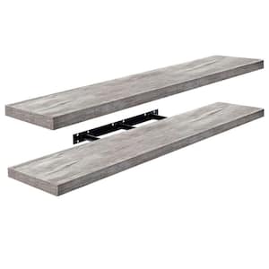 2 Pack Extra Long Floating Shelves for Wall, 47 in. W x 9.25 in. D Gray Wood Decorative Wall Shelf, Wall Mounted Decor