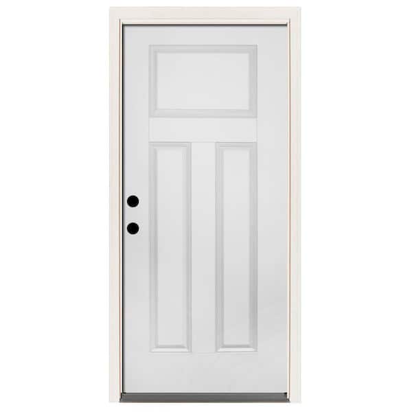 Steves & Sons 32 in. x 80 in. Element Series 3-Panel White Primed Steel Prehung Front Door with Right-Hand Inswing w/ 6-9/16 in. Frame
