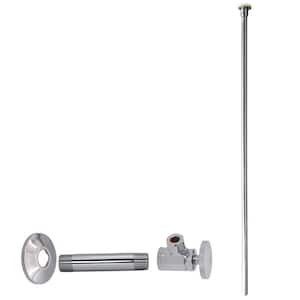 1/2 in. IPS x 3/8 in. OD x 20 in. Flat Head Supply Line Kit with Round Handle Angle Shut Off Valve, Polished Chrome