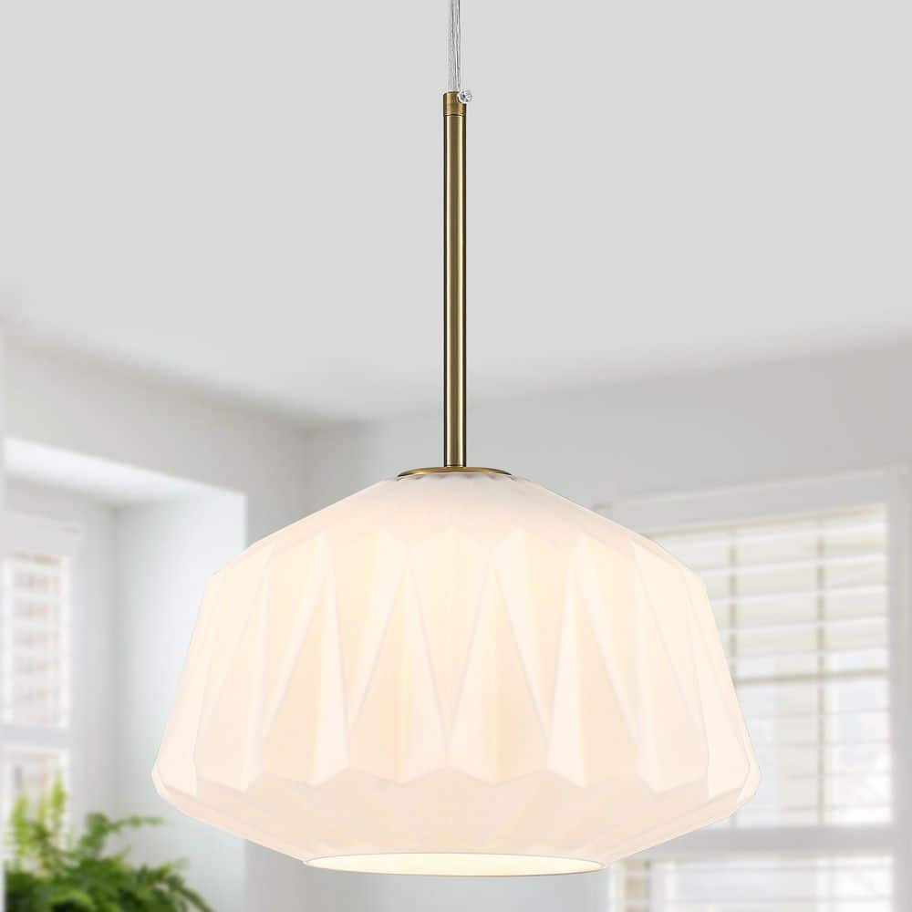 1-Light Brass Mid Century Glass Adjustable Height Pendant Light with Floral Milk White Glass Shades for Kitchen Island price history on PriceWatchPro