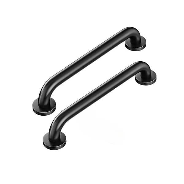 16 Inch Stainless Steel Concealed Screw Safety Shower Grab Bars Matte Black 2 Pack for Seniors and Handicapped