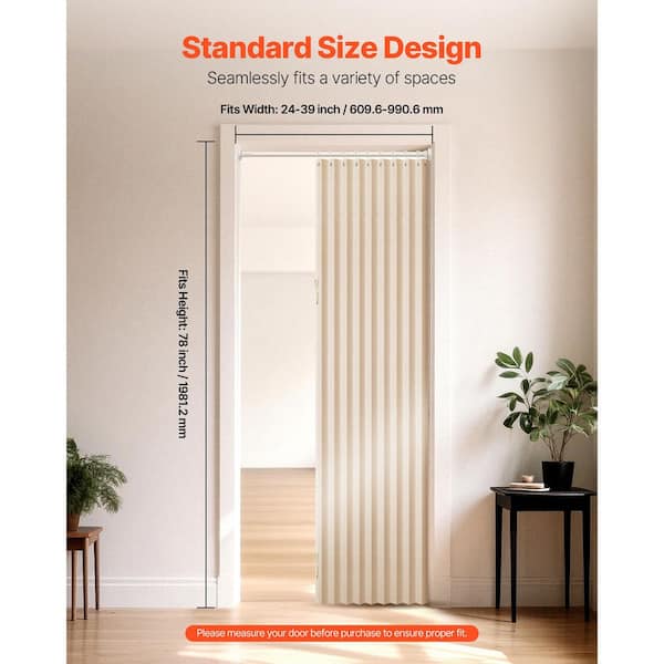 VEVOR 47 in. x 78 in. Beige, Stainless Steel, Blackout Fabric