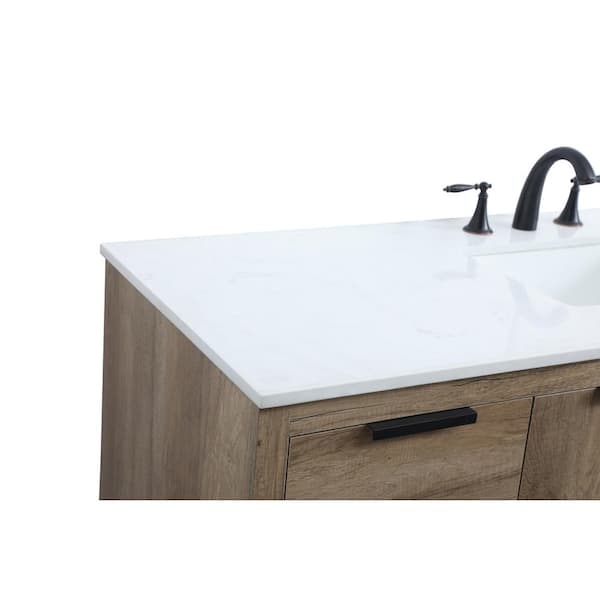 60 in. W x 22 in. D x 34 in. H Bath Vanity in Natural Oak with White Engineered Marble Top
