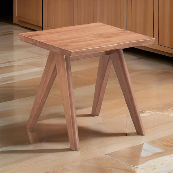 Benjara 22 in. Brown Rectangle Wood Top Accent End Table with Angled Legs