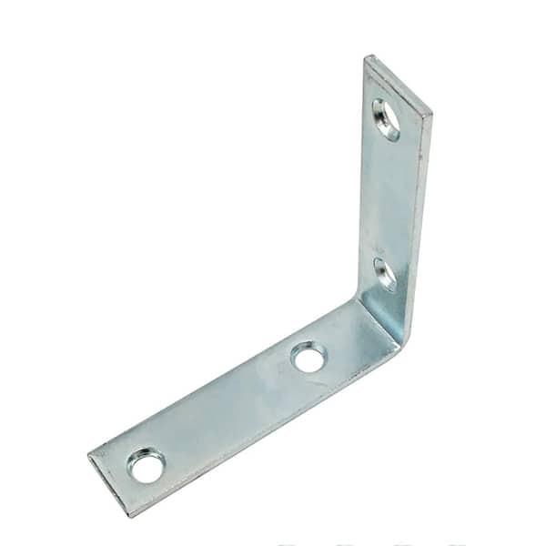 Corner Bracket, 3 in., Steel Construction, Zinc-Plated, L-Angle (4-Pack)