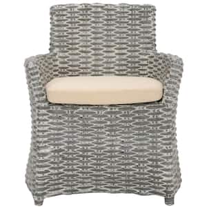 Cabana Gray/Off-White Rattan Arm Chair