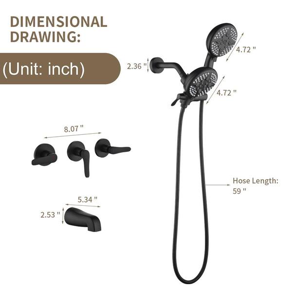 PERLIRIA INC Triple Handle 25-Spray Tub and Shower Faucet