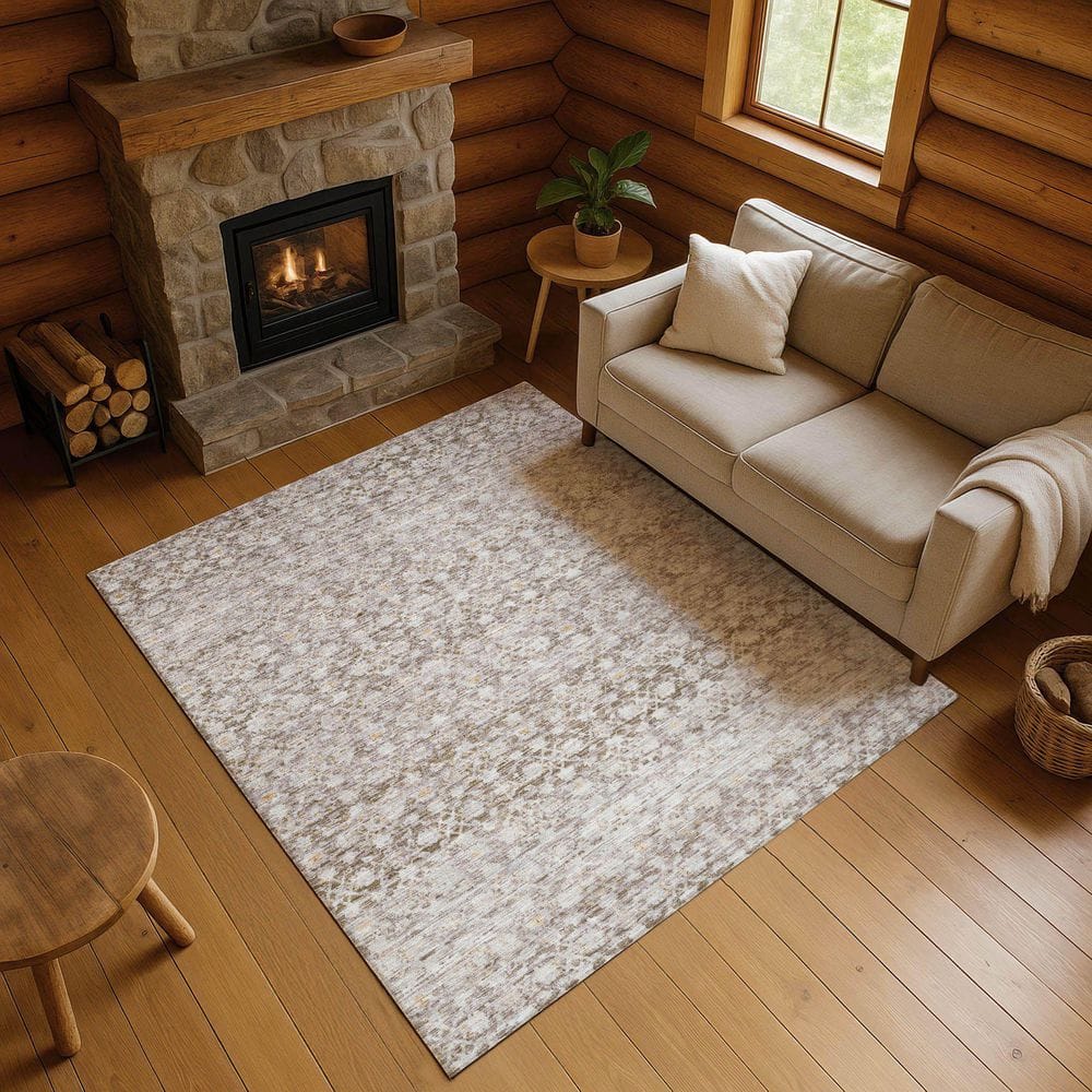 Mayfield Premium Machine Washable Abstract AMF1747 Taupe 8 ft. x 10 ft. Area Rug price history on PriceWatchPro