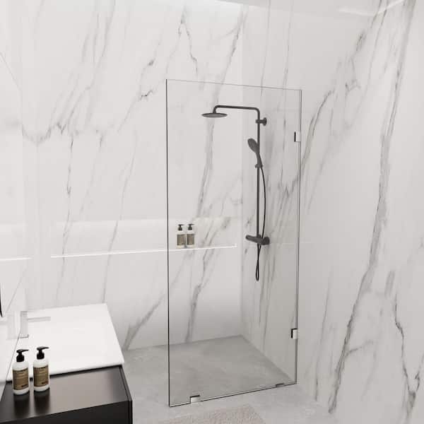 NANAWO 30 in. W x 78 in. H Frameless Fixed Single Panel Shower Screen Door in Chrome with 3/8 in. (10mm) Clear Glass