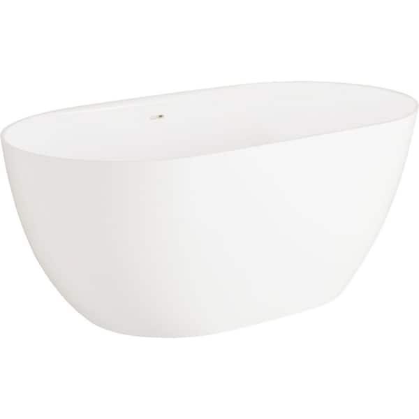 Patera 59 in. x 29 in. Soaking Bathtub with Center Drain in Glossy White