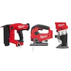 M18 FUEL 18-Volt Lithium-Ion Brushless Gen II 18-Gauge Cordless Brad Nailer/Jig SawithRouter Combo Kit (3-Tool)