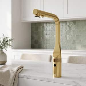 Jewel Touchless Sensor 15 in. Single Handle Pull-Out Kitchen Faucet in Matte Brushed Gold