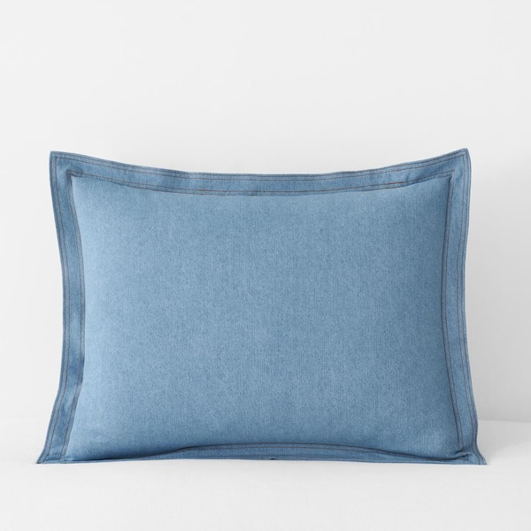 The Company Store Washed Denim Tob Denim Blue Cotton Standard Sham