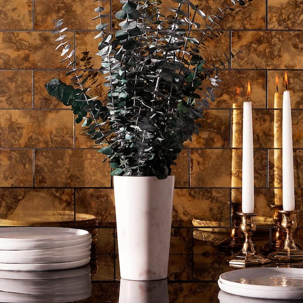 Lana Gold 3 in. x 6 in. Antique Glass Wall Tile (4 sq. ft. / Case)