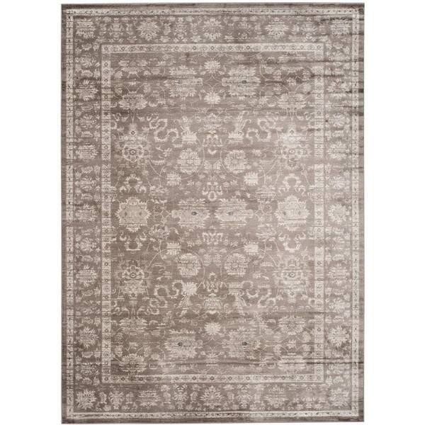 SAFAVIEH Vintage Brown/Ivory 9 ft. x 12 ft. Speckled Floral Border Area Rug