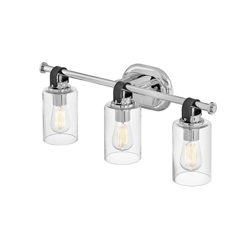 Halstead Chrome 3-Light Vanity with Clear Glass Shades