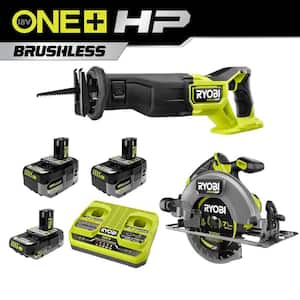 ONE+ 18V HP Kit w/ (2) 4.0Ah Batteries, 2.0Ah Battery, 2-Port Charger, ONE+ Reciprocating Saw & ONE+ 7-1/4" Circular Saw