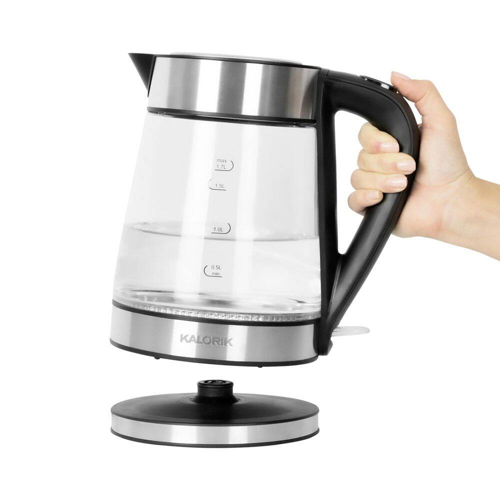 Kalorik 1.7L Stainless Steel and Glass Rapid Boil Electric Kettle