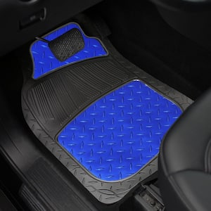 Blue Trimmable Liners High Quality Metallic Floor Mats - Universal Fit for Cars, SUVs, Vans and Trucks - Full Set