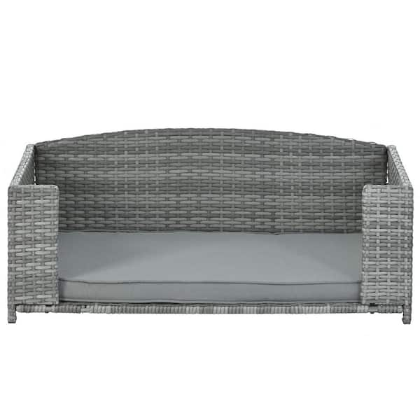 Grey rattan dog clearance bed