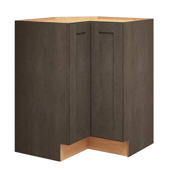 QuickShip Cottage 36 in. W x 24 in. D x 34.5 in. H Assembled Plywood Shaker Lazy Susan Corner Cabinet in Fieldstone