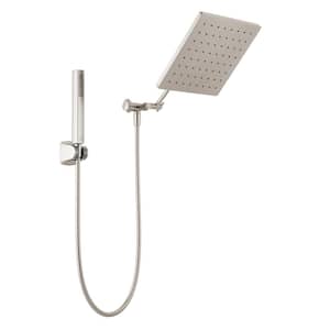Raincan 1-Spray Dual Wall Mount Fixed and Handheld Shower Head 1.75 GPM in Spotshield Brushed Nickel