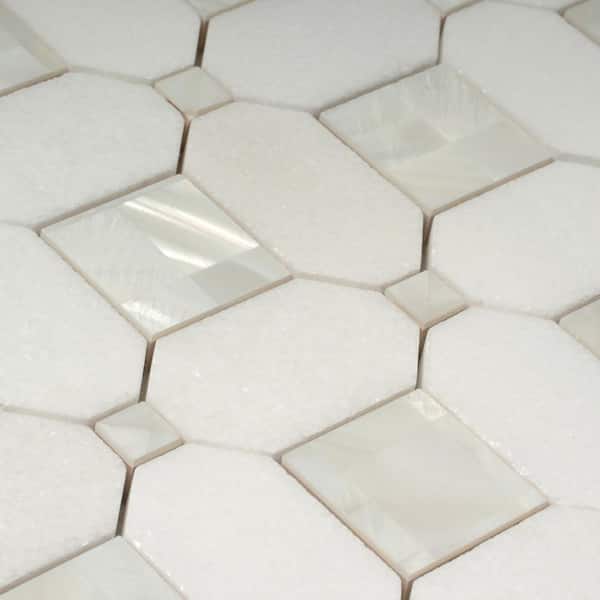 Apollo Tile (Sample) Winterland White 4-in x 4-in Multi-finish Glass Brick Mosaic Floor and Wall Tile