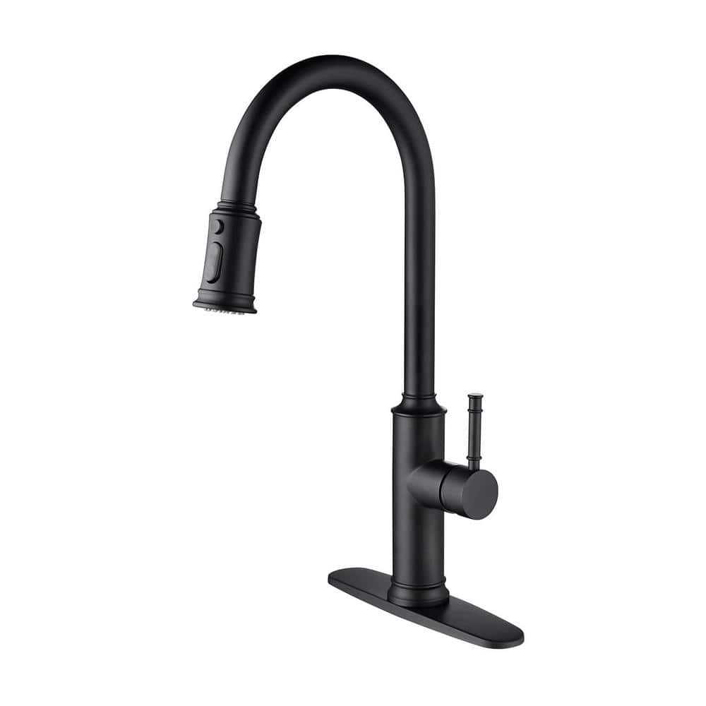 Single Handle Pull Down Sprayer Kitchen Faucet with Pull Out Spray Wand 304 Stainless Steel Sink Faucets in Matte Black -  FLG, DD-0098-MB