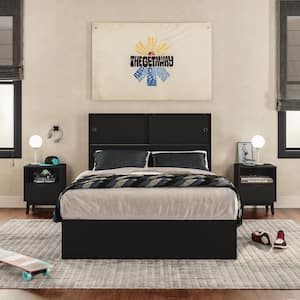 Victoria 4-Piece Black Wood Full Size Bedroom Set