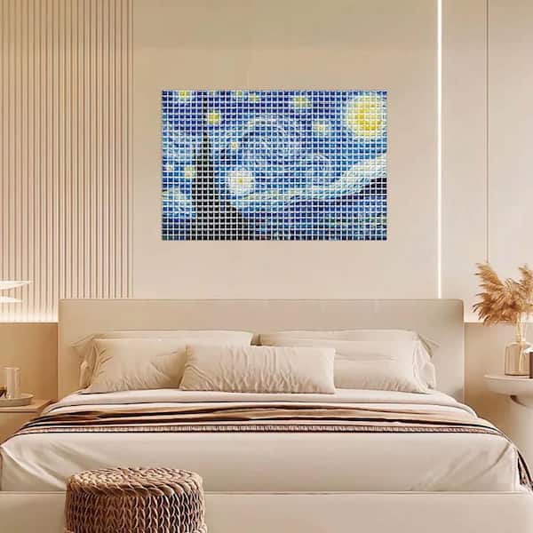 10 in. x 10 in. x 0.04 in. DIY Peel and Stick Wall Sticker, Blue Decorative Wall Tile, Waterproof Vinyl Wall Art, 6-Pack