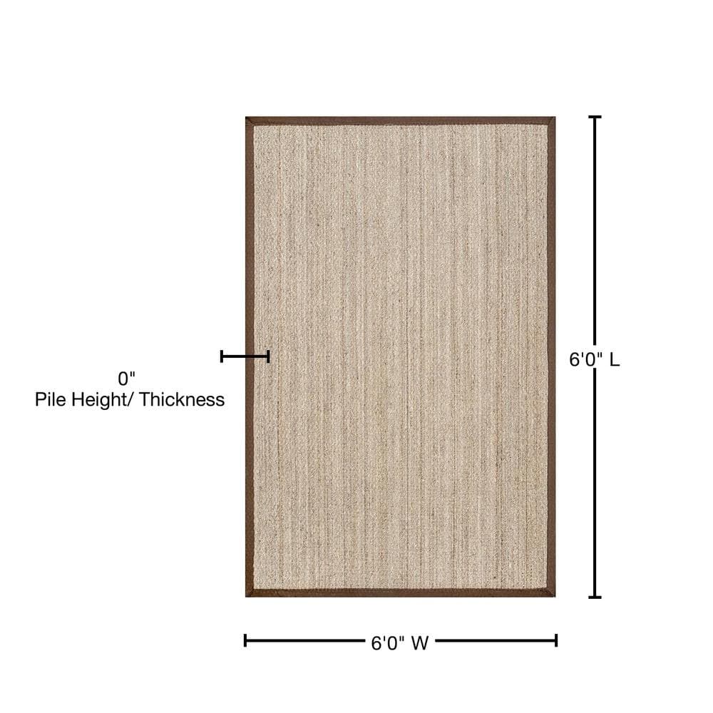 Elijah Brown Seagrass Round Area Rug with Border