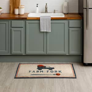 Farm To Fork Grey 2 ft. x 3 ft. 9 in. Kitchen Mat