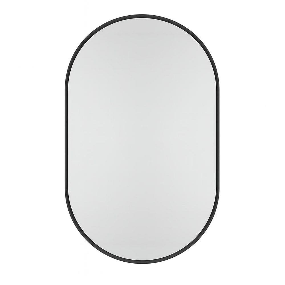 20.47 in. H x 33.46 in. W Oval Metal Framed Recessed Medicine Cabinet with Mirror and Adjustable Shelves in Matte Black price history on PriceWatchPro