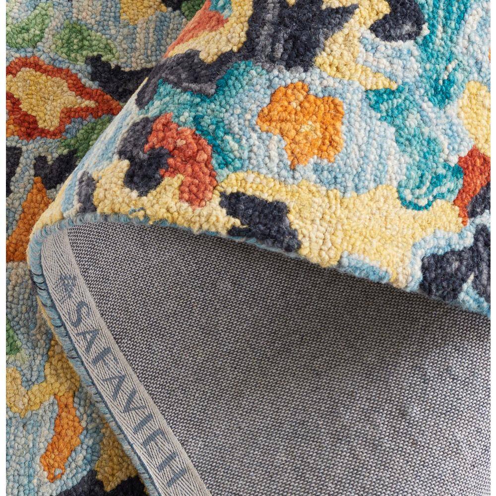 Blue Multicolor Tufted Wool and Cotton 8' x 10' Area Rug