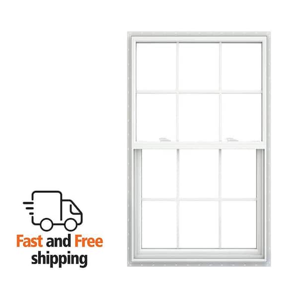 V-2500 35.5 in. x 59.5 in. White Vinyl Nailfin Single Hung Tilt Window with Low E, Argon, Screen, and Grids