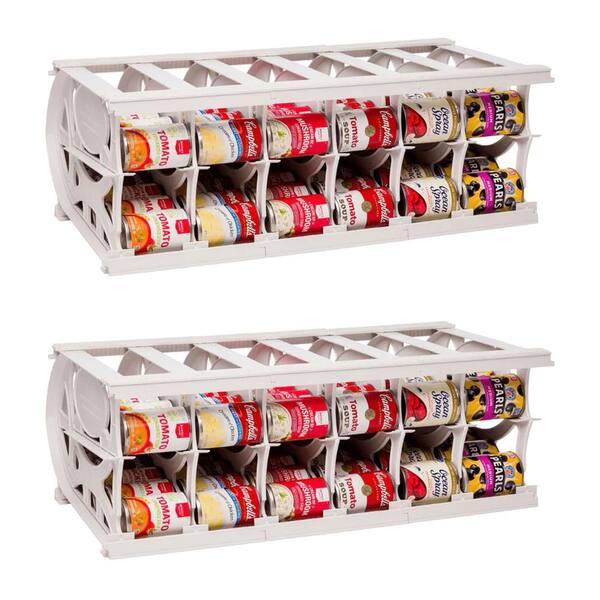 Unbranded White Cansolidator Pantry Holds 60 Cans with Rotation System (2 Pack)