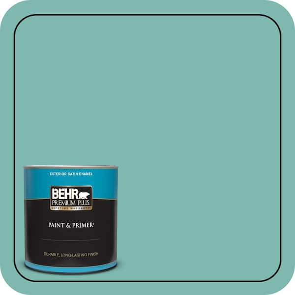 BEHR PREMIUM PLUS 1 qt. #490D-5 Winter Surf Satin Enamel Exterior Paint & Primer