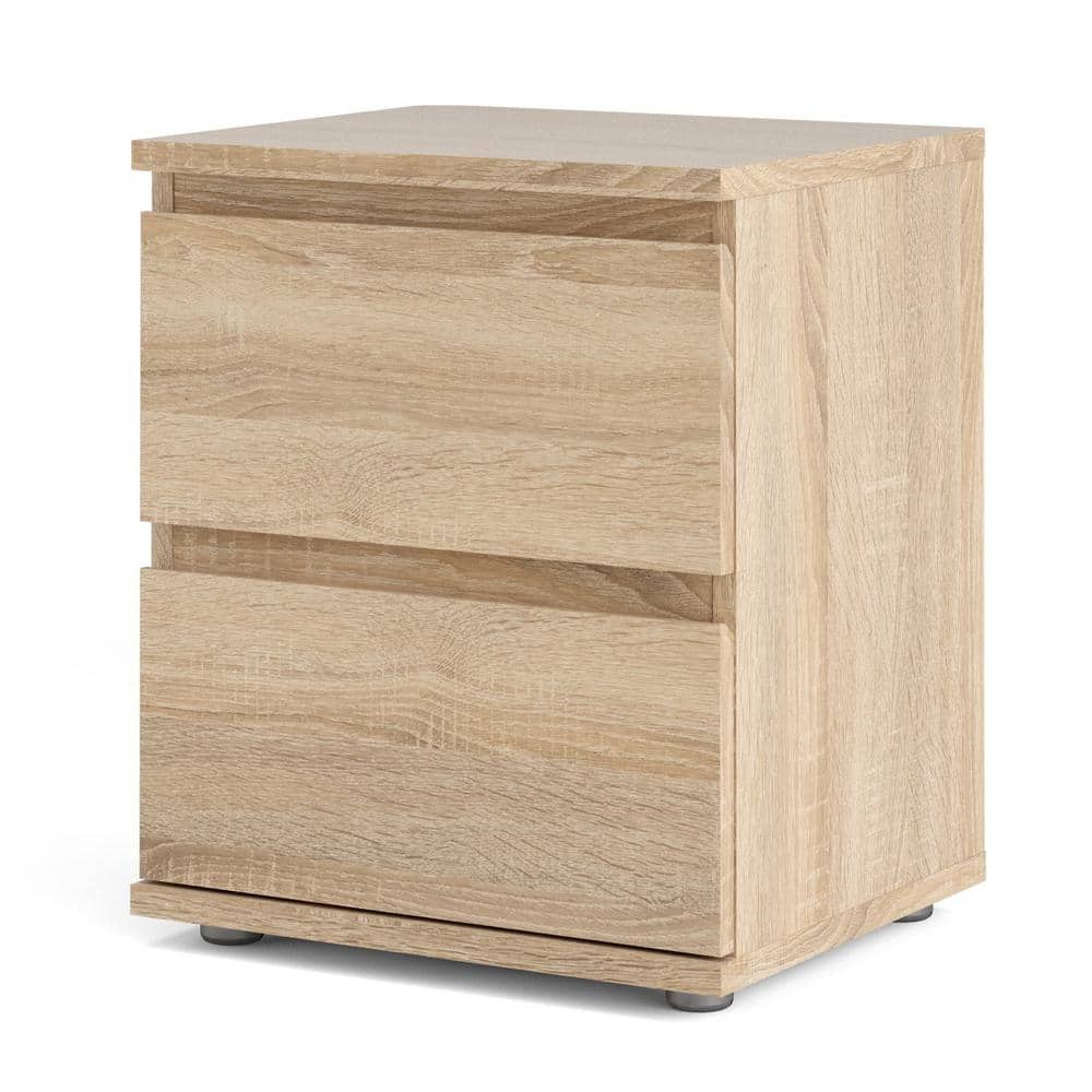 Oak Structure 2-Drawer Wood Nightstand with Particle Board Top