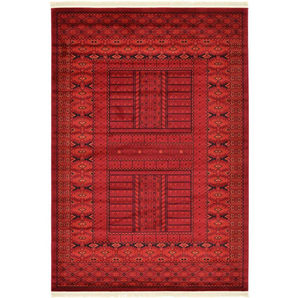 Unique Loom Tekke Roosevelt Red 6' 0 x 9' 0 Area Rug 3130741 - The Home ...