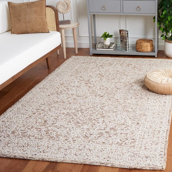 Ebony Brown/Ivory 6 ft. x 9 ft. Floral Area Rug