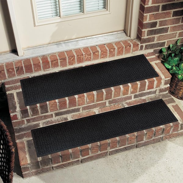 Honeycomb Black 9 in. x 35 in. Rubber Stair Tread Cover