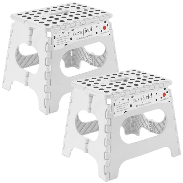 1-Step 11 in. White Plastic Step Stool, (1.92 ft. Reach Height) 300 lb. Load Capacity, (Set of 2)