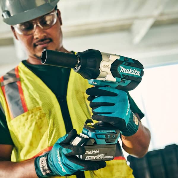 18V LXT Brushless High Torque 1/2 in. Square Drive Impact Wrench kit 5.0Ah with 18V LXT Electric Portable Inflator