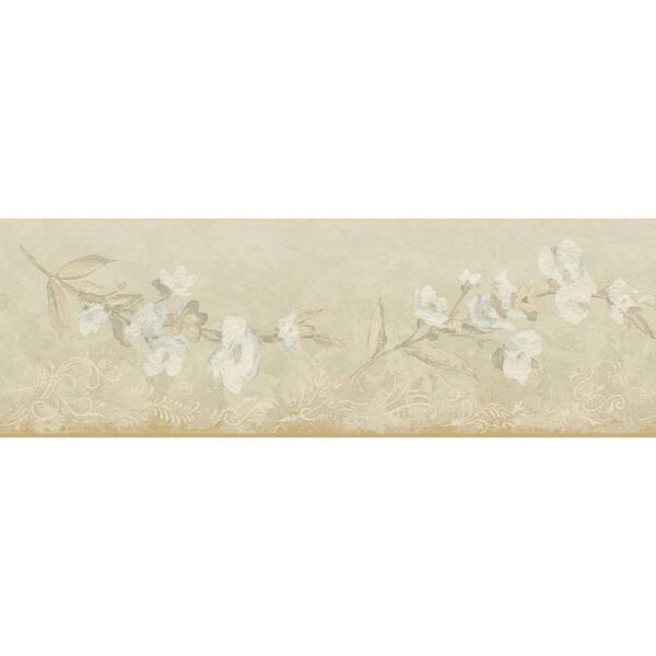 The Wallpaper Company 6.83 in. x 15 ft. Earth Tone Transitional Blossom Border