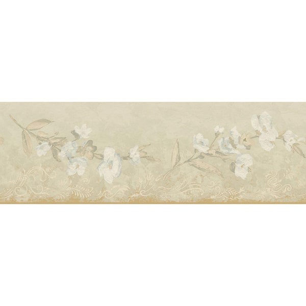 The Wallpaper Company 8 in. x 10 in. Earth Tone Transitional Blossom Border Sample