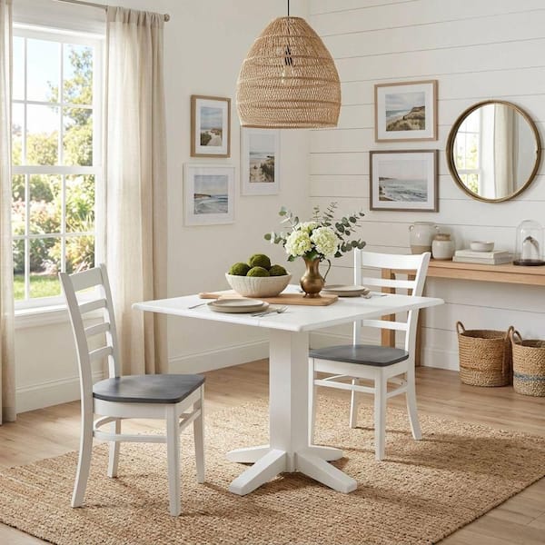 ダイニングテーブル ホワイト; White Dining Table International Concepts 36 in. Pure White Square Drop-Leaf Dining